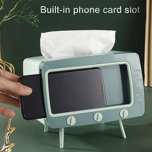 2 In 1 Tv Shape Tissue Box & Mobile Phone Or Photo Holder | Creative Tissue Boxes Retro Television Phone Holder (random Color)