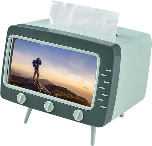 2 In 1 Tv Shape Tissue Box & Mobile Phone Or Photo Holder | Creative Tissue Boxes Retro Television Phone Holder (random Color)