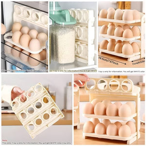 3 Layer Folding Egg Tray | 24 Grid Foldable Egg Holder Storage Rack