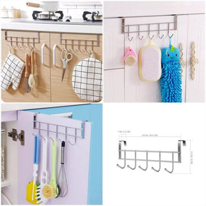 5 Hooks Over The Door Hanger / Metal Closet Organizer Door Hangers For Cloths / Multipurpose Hanging Storage Rack For Kitchen, Washroom, Bedroom