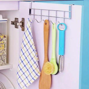 5 Hooks Over The Door Hanger / Metal Closet Organizer Door Hangers For Cloths / Multipurpose Hanging Storage Rack For Kitchen, Washroom, Bedroom