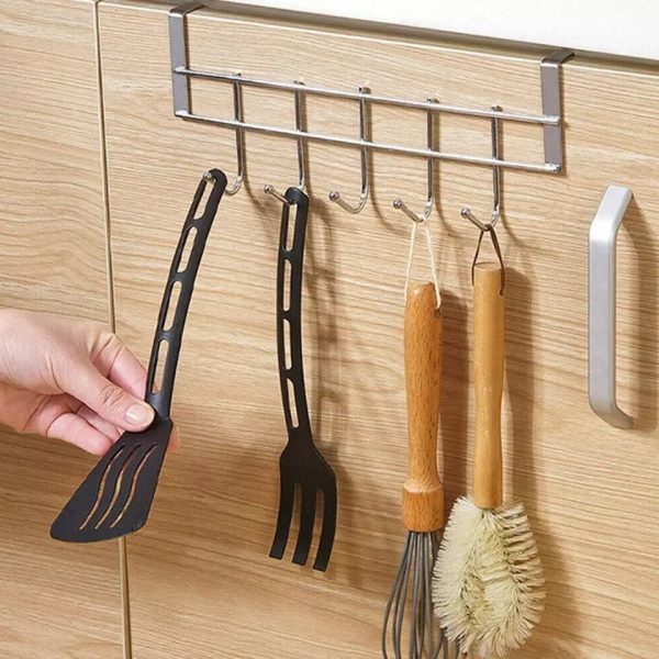 5 Hooks Over The Door Hanger / Metal Closet Organizer Door Hangers For Cloths / Multipurpose Hanging Storage Rack For Kitchen, Washroom, Bedroom