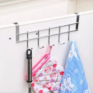 5 Hooks Over The Door Hanger / Metal Closet Organizer Door Hangers For Cloths / Multipurpose Hanging Storage Rack For Kitchen, Washroom, Bedroom