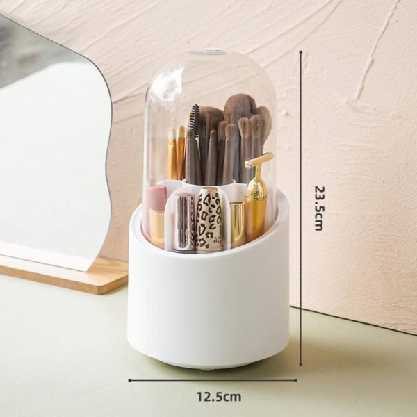 Brush Container Makeup Brush Holder Dust-proof Rotating Plastic Lipstick Eyebrow Pencil Vanity Supplies ( Random Color)