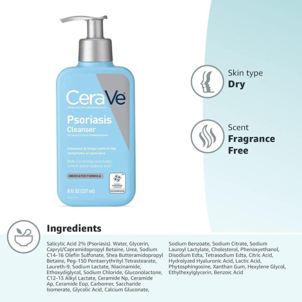 Cerave Psoriasis Cleanser 237 Ml | With Salicylic Acid For Dry Skin Itch Relief & Latic Acid For Exfoliation