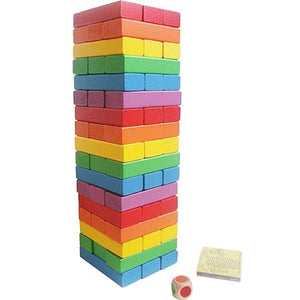 Jenga Wooden Blocks | Wood Tumbling Stacking Tower Game 48 Pieces With 4 Dice Kids & Adults Fun