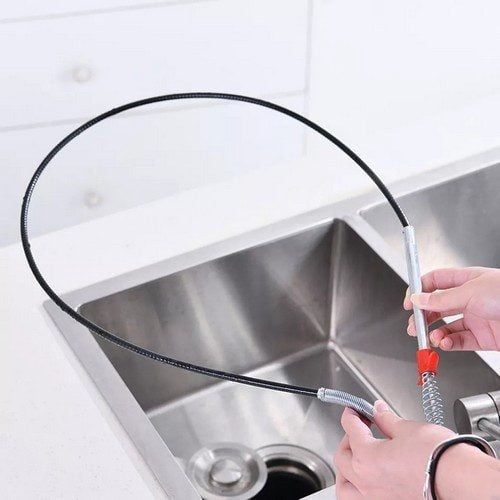 Stainless Steel Hair Catching Drain Cleaner Wire Spring Sink Cleaning Stick 90cm